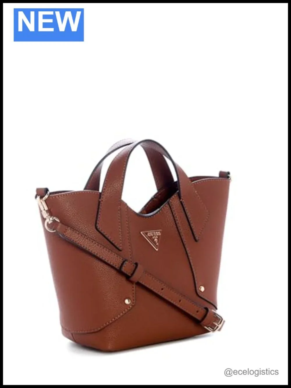 GUESS Darcy Mini Tote - Pebble PVC Satchel with Gold Hardware & Removable Pouch